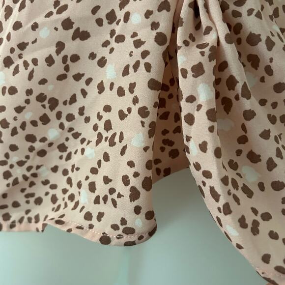 Pleione Women's Collared Pink Animal Print Peplum Wrap Top XS NWOT - Picture 5 of 10